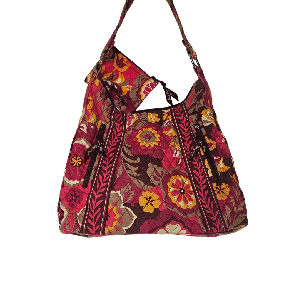 Vera Bradley Lisa B Carnaby Pattern hobo Bag + card coin wallet